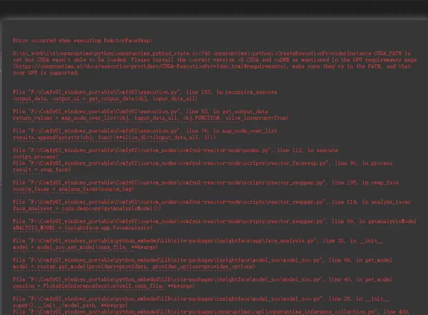 onnxruntime::python::CreateExecutionProviderInstance CUDA_PATH is set but CUDA wasn't able to be loaded.